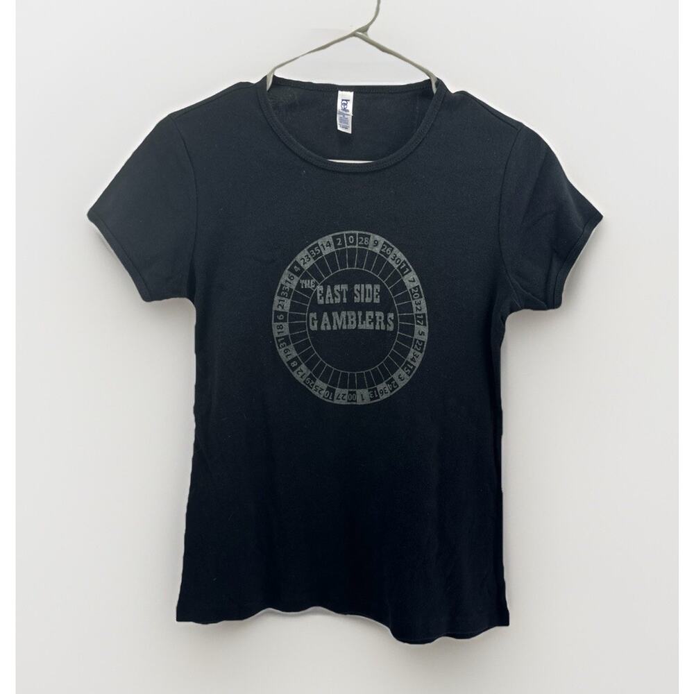 East Side Gamblers Roulette Graphic Tee Women’s L Black Rock Band Shirt